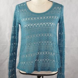 Aeropostale Net Sweater Long Sleeve Aqua Blue XS